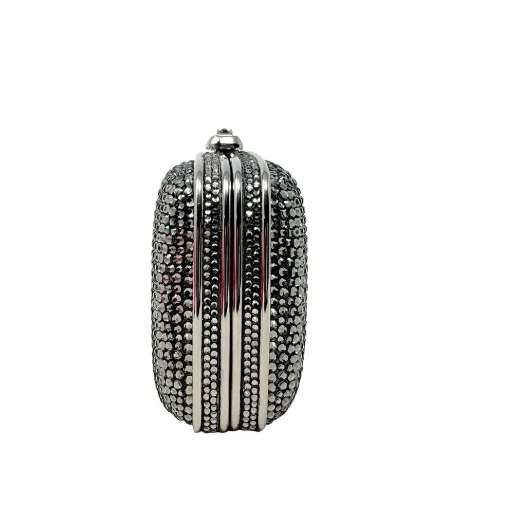 JUDITH LIEBER SWAROVSKI CRYSTAL Classic Micro mini Clutch Bag smoke gray Amazing